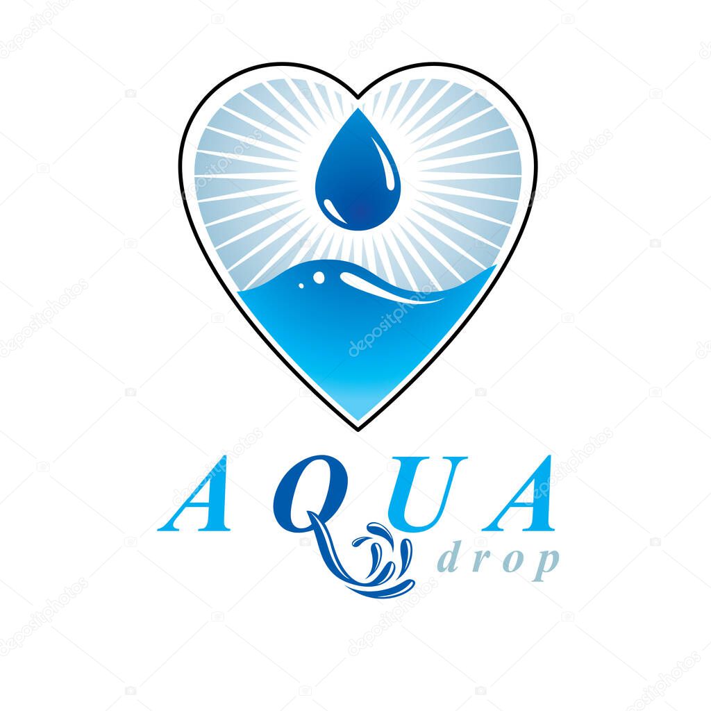 Ocean freshness theme vector logotype. Water day advertisement. Living in harmony with nature concept.