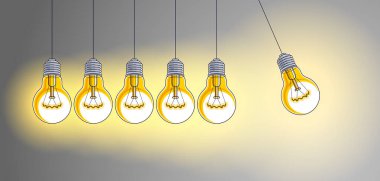 Ampul Newton beşik sarkacı fikri, vektör illüstrasyonu.