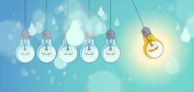 Ampul Newton beşik sarkacı fikri, vektör illüstrasyonu.