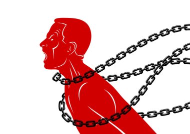 Bağrışan ve çığlık atan adam özgürlük, mücadele ve özgürlük için mücadele eden, özgürlük ve insan hakları vektörü kavramsal illüstrasyon.