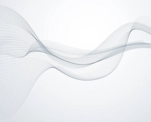 3D粒子メッシュ配列 音波が流れる 丸点ベクトル効果イラスト ブレンドメッシュ 3D未来技術スタイル — ストックベクタ