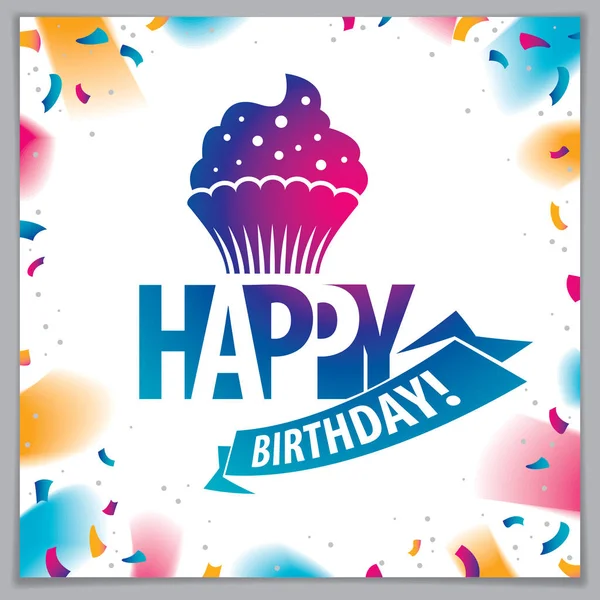 Feliz Cumpleaños Tarjeta Felicitación Vector Incluye Hermosas Letras Composición Magdalenas — Vector de stock