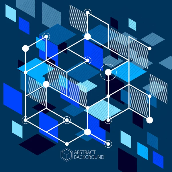 Abstrakter Vektorgeometrischer Isometrischer Dunkelblauer Hintergrund Mechanisches Schema Vektortechnische Zeichnung Mit — Stockvektor