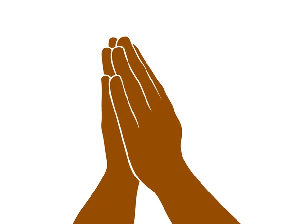 Praying Hands Religious Faith Concept Vector Simple Illustration Isolated White — Stock Vector