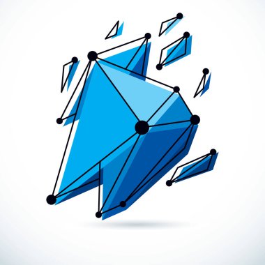 Soyut geometrik üç boyutlu nesne, modern dijital teknoloji ve bilim temalı vektör arka planı. Yeni teknoloji çizimi.