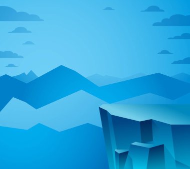 Gecenin en güzel dağ manzarası, manzaralı doğa vektör illüstrasyonu, dinlenmek için sakin bir görüntü..