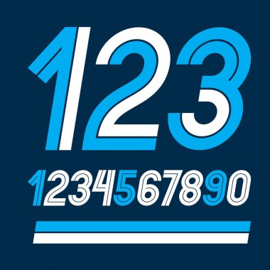 Beyaz çizgilerle yuvarlanmış vektör sayıları kümesi, iş logosu tasarım elemanları olarak kullanılabilir