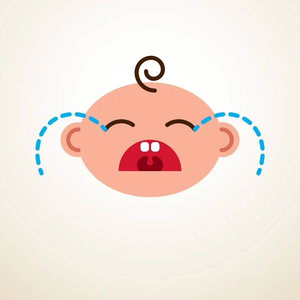 Cute Baby Cartoon Wektor Płaska Ikona Smutny Płacz Nieszczęśliwy Dziecko — Wektor stockowy