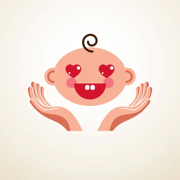 Schattige Baby Cartoon Vector Platte Icoon Schattig Gelukkig Lachend Kind — Stockvector
