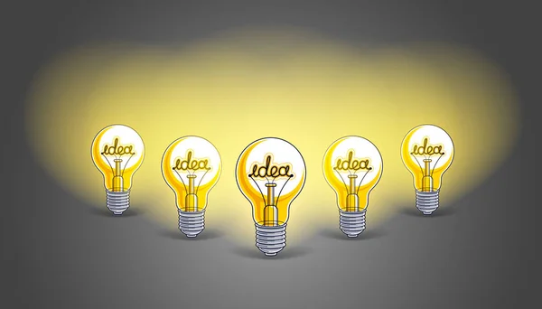 Group Shining Light Bulbs Represents Idea Creative People Teamwork Having — Stock Vector