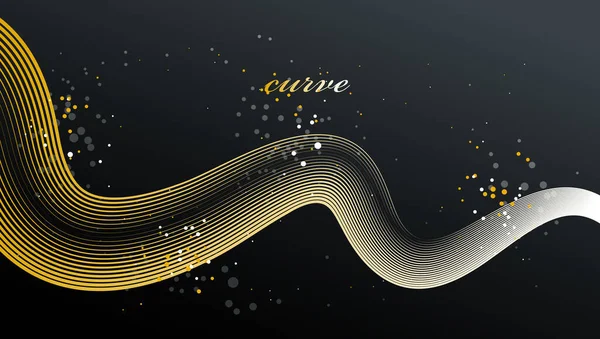 运动空间矢量抽象背景中的金色3D线条 金色优雅的弧光条纹设计元素 豪华的广告主题模板 — 图库矢量图片