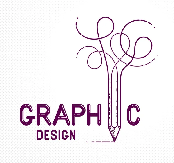 Graphic Design Words Pencil Instead Letter Designer Artist Vector Conceptual — Stock Vector