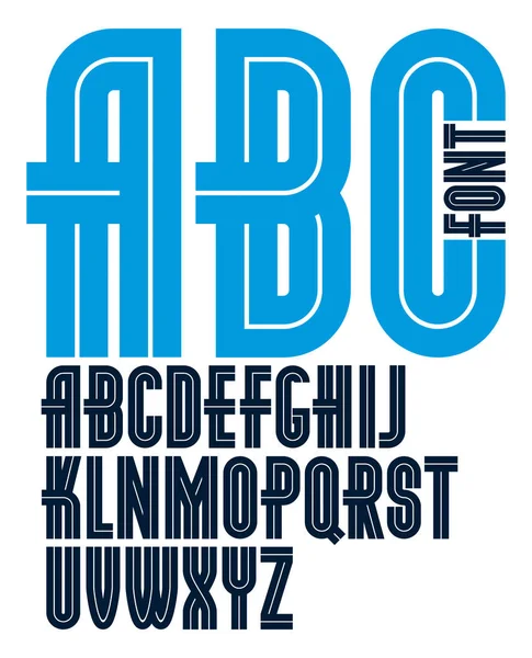 Set Von Vektor Fett Großbuchstaben Alphabet Mit Weißen Linien Kann — Stockvektor