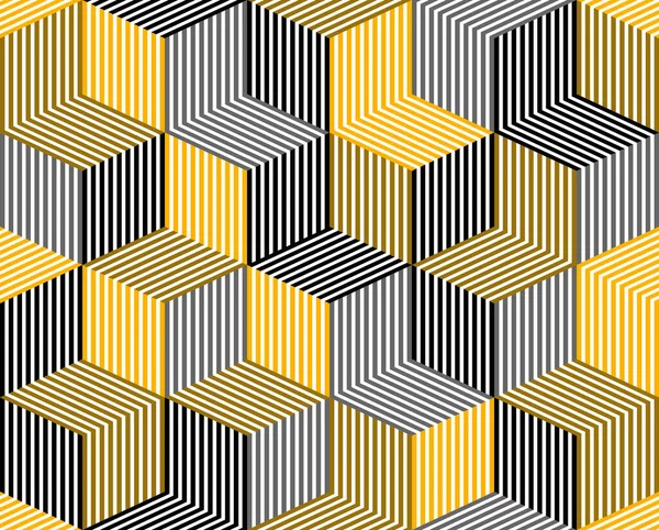Вимірні Вишиті Кубики Безшовний Візерунок Геометрична Нескінченна Текстура Лініями Коробками — стоковий вектор