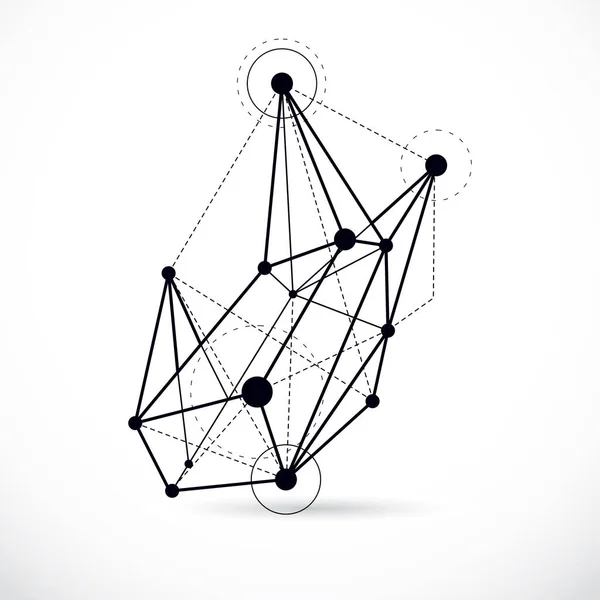 Astratto Oggetto Geometrico Sfaccettato Moderna Tecnologia Digitale Scienza Tema Vettoriale — Vettoriale Stock