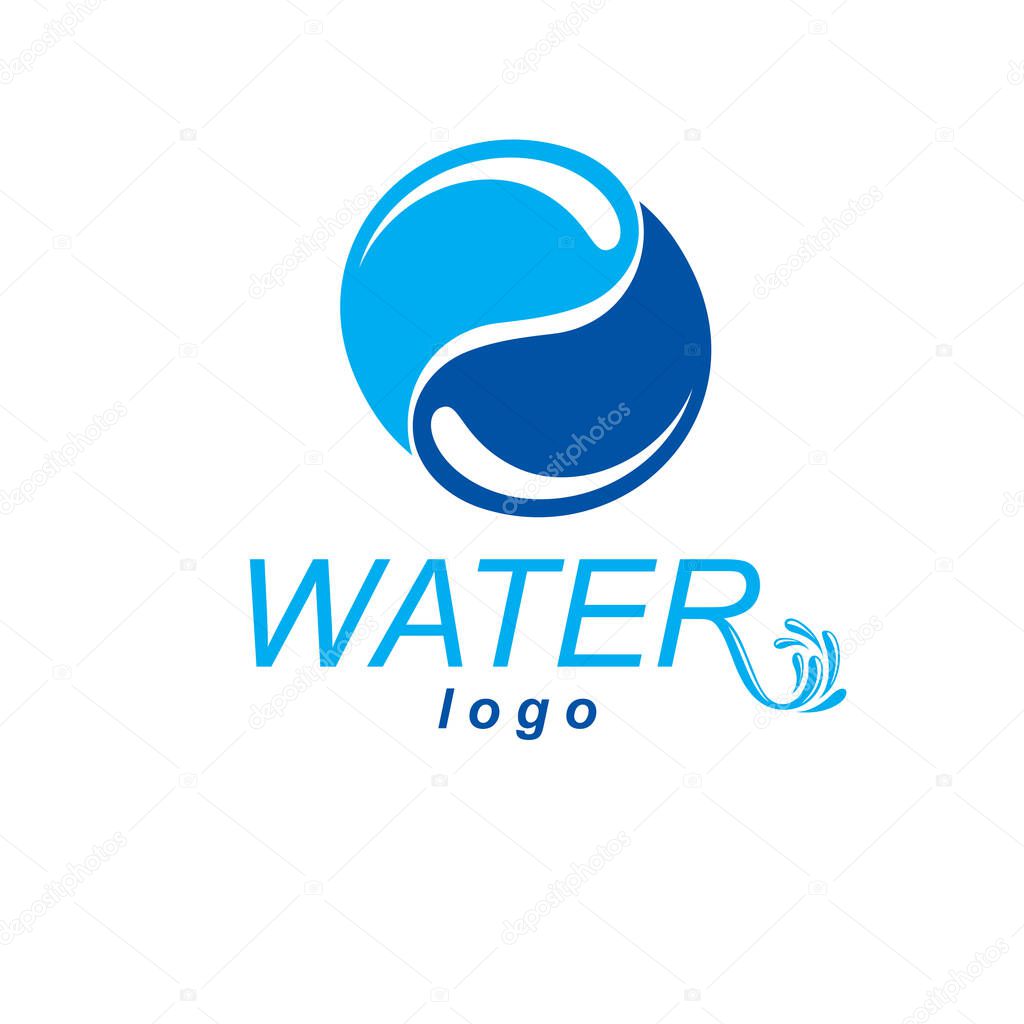 Global water circulation vector logo for use as marketing design symbol. Human and nature harmony concept.