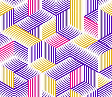 Kusursuz küp vektör arkaplanı, tekrar eden fayans deseni, 3D mimari ve inşaat, geometrik tasarım.