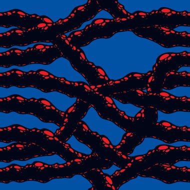 İğrenç korku ve kusursuz kabuslar, vektör arkaplan. Karışık kökler ya da bağırsak biyolojik yaşam formu garip sonsuz çizimler. Kumaş, duvar kağıdı, ambalaj, ağ ve baskı için kullanılabilir.