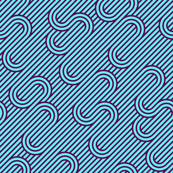 带状矢量无缝图案与编织线 几何抽象背景 带状网 光学迷宫 蓝色设计 — 图库矢量图片
