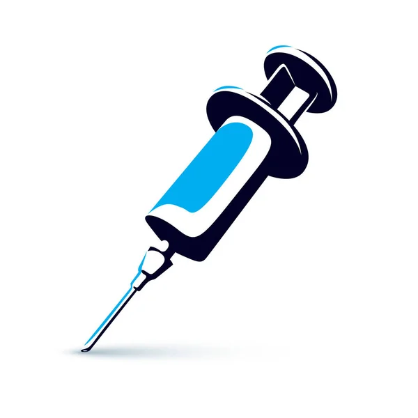 Vector Illustration Disposable Syringe Isolated White Background Get Your Flu — Stock Vector