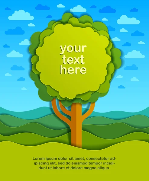 Arbre Avec Espace Copie Pour Texte Sur Terrain Paysage Nature — Image vectorielle