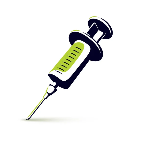 Vector Graphic Illustration Plastic Disposable Syringe Medical Injections Get Vaccinated — Stock Vector