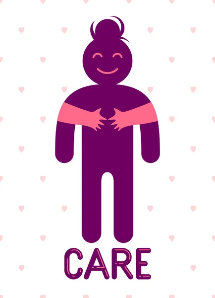 Beloved Woman Care Hands Lover Friend Hugging Her Vector Icon — Stock Vector