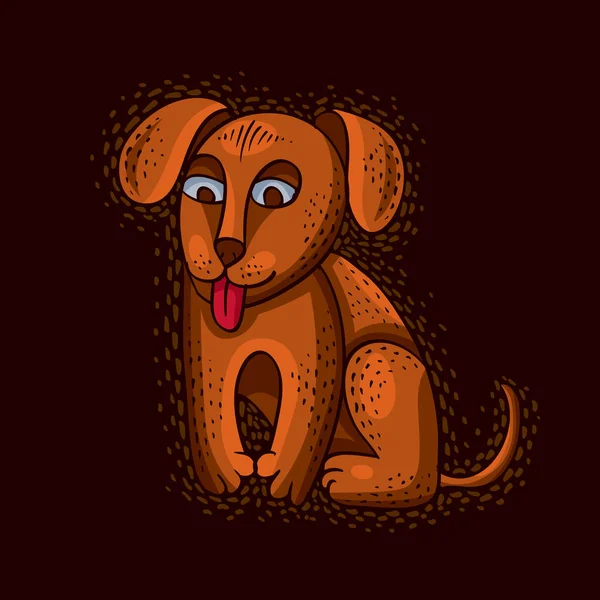 Mignon Dessin Animé Doodle Chien Rouge Illustration Vectorielle Chiot Agréable — Image vectorielle