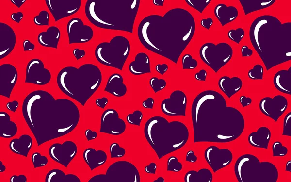 赤の愛の心シームレスなベクトル背景 無限の壁紙の情熱のシンボル バレンタインデーデートのテーマ — ストックベクタ