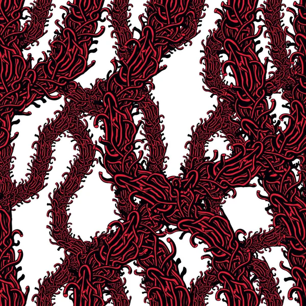 Disgusting Horror Art Nightmare Seamless Pattern Vector Background Tangled Branches — Stock Vector