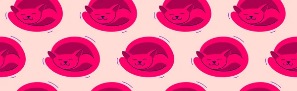 Lustige Cartoon Katzen Schlafen Nahtlosen Vektor Textilen Hintergrund Muster Schlafende — Stockvektor