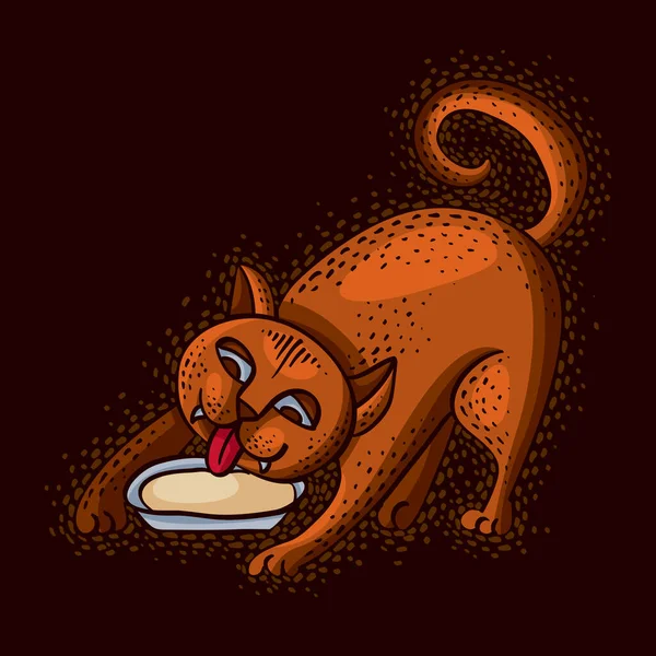 Lindo Dibujo Animado Garabato Rojo Gato Vector Ilustración Agradable Mascota — Archivo Imágenes Vectoriales