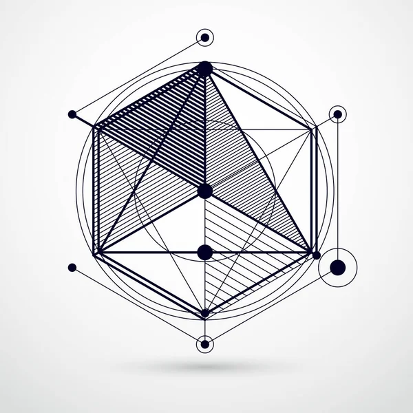 Инженерно Технологические Черно Белые Векторные Обои Кубиками Линиями Иллюстрация Инженерной — стоковый вектор