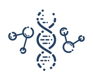 DNA iplik vektörü basit doğrusal ikon, bilim biyolojisi ve biyoteknoloji çizgisi sanat sembolü, genetik araştırma ve çözümler.