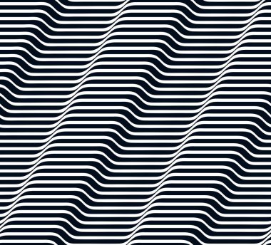 Geometrik dalgalı çizgiler, pürüzsüz desen vektörü, 3D boyutsal sonsuz arkaplan duvar kağıdı tasarımı resmi, çizgili eğri dokusu.