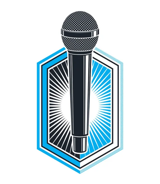 Mikrofon Vektorové Logo Nebo Znak Izolované Bílém Rapperu Nebo Rap — Stockový vektor