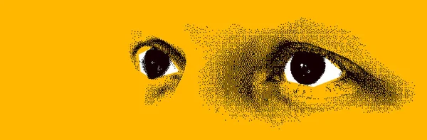 Mirando Ojos Bit Diseño Punteado Estilo Vector Abstracción Cara Humana — Archivo Imágenes Vectoriales