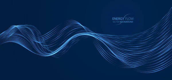 Array Particelle Che Scorrono Sfondo Scuro Onda Sonora Dinamica Illustrazione — Vettoriale Stock