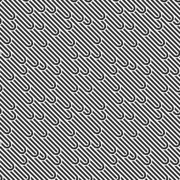 シームレスな線形ベクトル幾何学的ミニマリズムパターン 抽象的なラインの背景をタイル ストライプ織り 光迷路 ツイストストライプ 白黒のデザイン — ストックベクタ