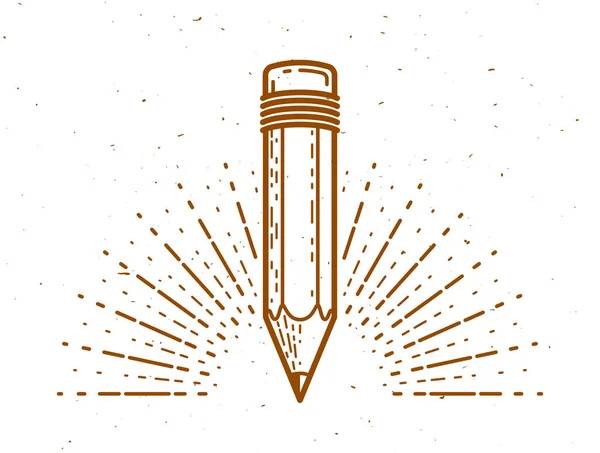 Pencil Vector Logo Icon Education Science Knowledge Art Design Theoretical — Stock Vector