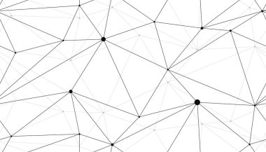 Bağlı ince çizgiler, siyah beyaz monokrom, sonsuz duvar kağıdı bilim temalı teknolojisiyle kusursuz vektör şablonu.