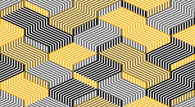 3D boyutsal çizgili küpsüz desen, çizgiler ve kutular ile geometrik sonsuz doku, mimari tema, siyah ve sarı grafik tasarım arkaplan resmi.
