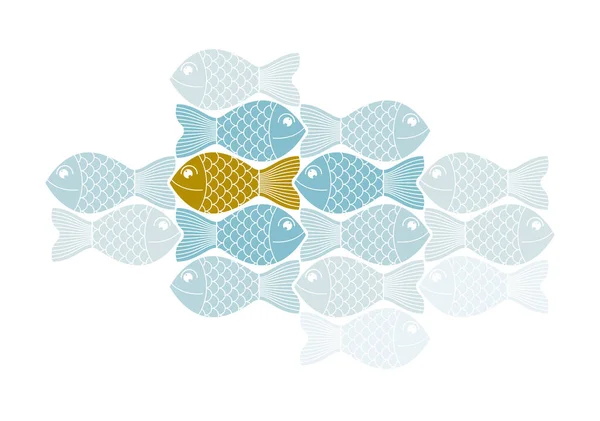 Být Jiný Nebo Speciální Vektorový Koncept Zobrazen Legrační Kreslené Ryby — Stockový vektor