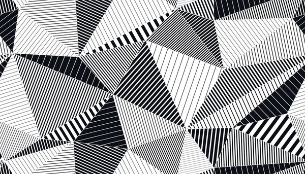 Polygonale Lineare Schwarz Weiße Nahtlose Muster Grafische Monochrome Low Poly — Stockvektor