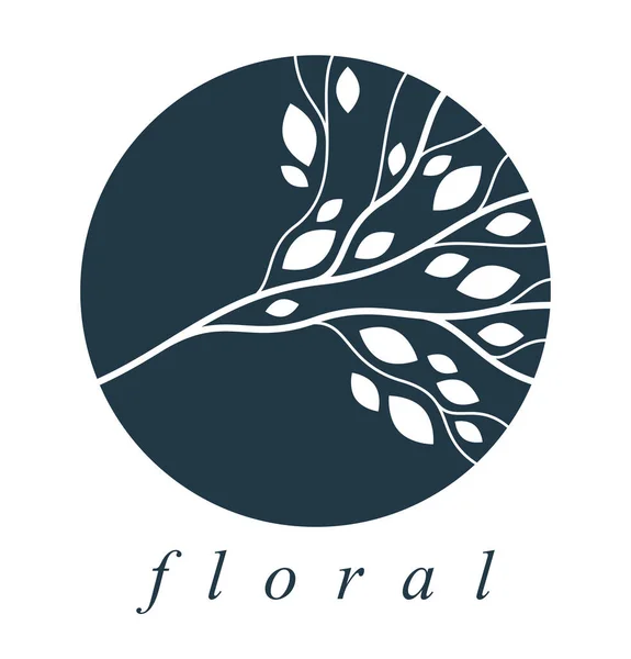 Plantilla Diseño Logotipo Lineal Vintage Floral Redonda Para Boutique Logotipo — Archivo Imágenes Vectoriales