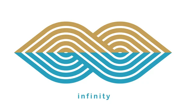 스타일 배경에 Mobius Unfinity Loop Line Art Logo Emblem Forever — 스톡 벡터