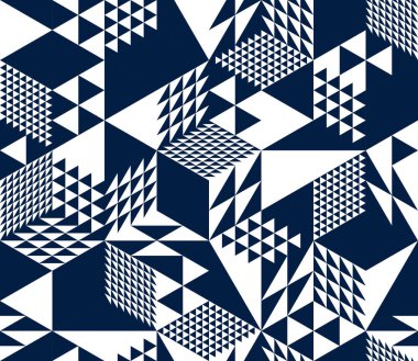 3D küpsüz şablon vektör arkaplanı, eşkenar dörtgen ve üçgen boyut blokları, mimari ve inşaat, geometrik tasarım.