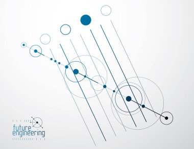 Makine mühendisliği teknolojisi vektörü soyut arkaplan, yenilikçi endüstriyel şemalarla sibernetik soyutlama.