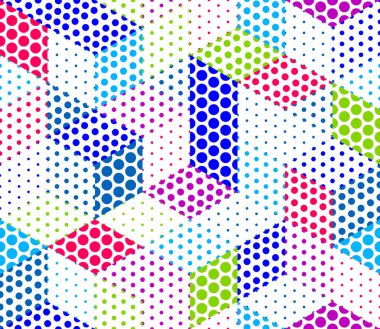 Noktalı geometrik 3D küp, noktalı kutular vektör arkaplanı, mimari ve inşaat, duvar kağıdı tasarımı.