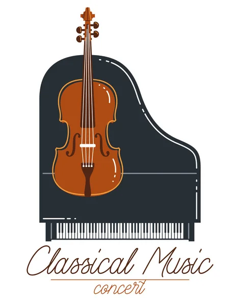 Emblème Musique Classique Logo Vectoriel Illustration Style Plat Isolé Piano — Image vectorielle